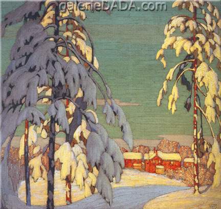 Lawren Harris Paisaje de invierno con Casa Rosa reproduccione de cuadro