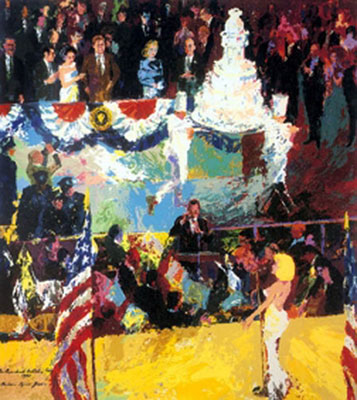 Leroy Neiman Partido de los Presidentes Birthday reproduccione de cuadro