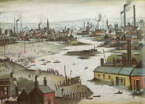 L.S. Lowry Escena del río reproduccione de cuadro