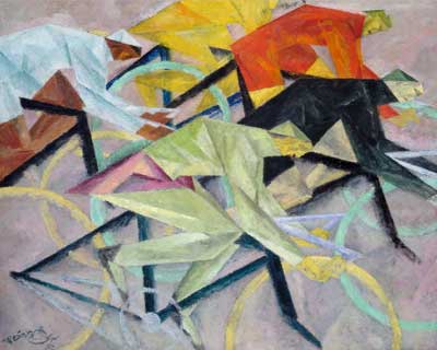 Lyonel Feininger La carrera de Bicycle reproduccione de cuadro