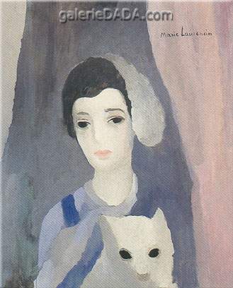 Marie Laurencin Chica con un perro blanco reproduccione de cuadro