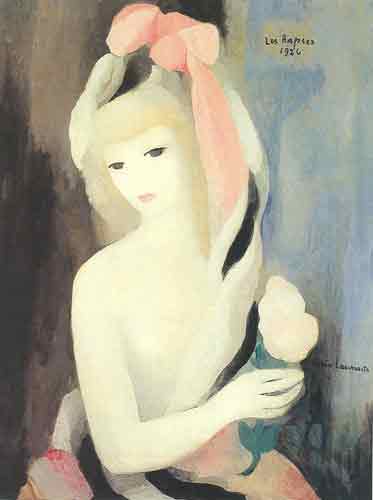 Marie Laurencin Chica joven con un rose en la mano reproduccione de cuadro