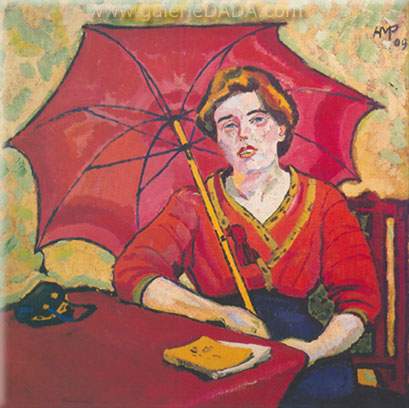 Max Pechstein Chica en rojo con Parasol reproduccione de cuadro