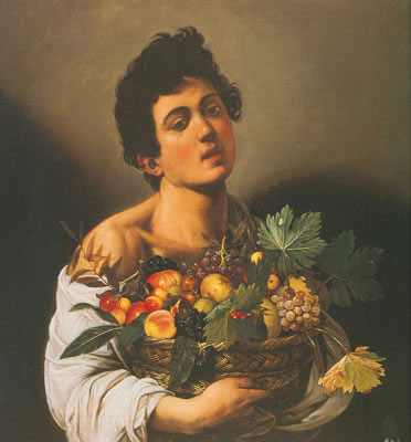 Michelangelo Caravaggio Chico con una cesta de fruta reproduccione de cuadro