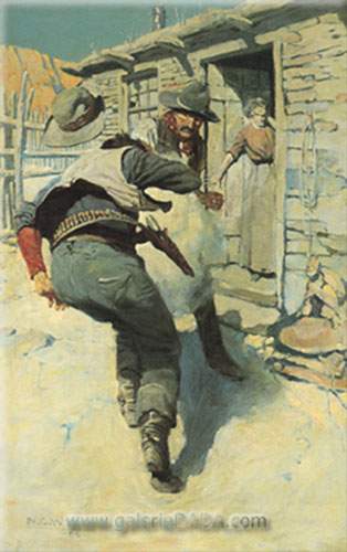 N.C. Wyeth Hahn sacó su arma. reproduccione de cuadro