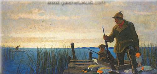 N.C. Wyeth La caza de patos reproduccione de cuadro