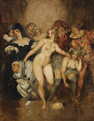 Norman Lindsay Pierrot y Harlequin reproduccione de cuadro