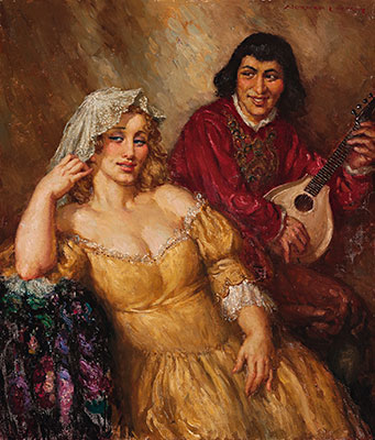 Norman Lindsay Señora y Troubadour reproduccione de cuadro