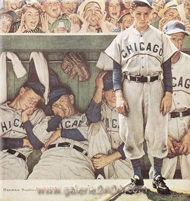 Norman Rockwell El dugout reproduccione de cuadro