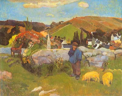 Paul Gauguin La Bretaña Swineherd reproduccione de cuadro