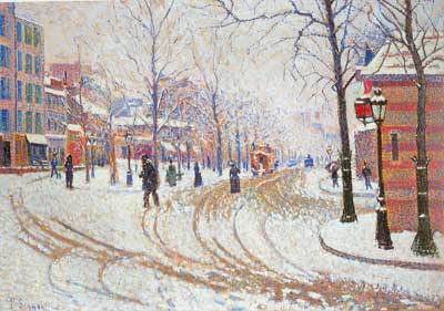 Paul Signac Snow, Boulevard de Clichy, París reproduccione de cuadro