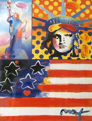 Peter Max Dios Bless America IV reproduccione de cuadro