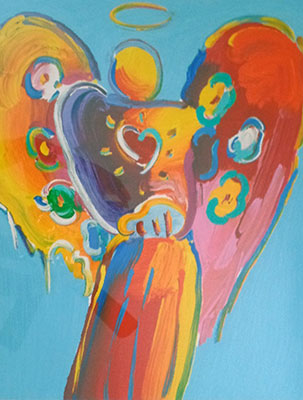 Peter Max Ángel con Heart II reproduccione de cuadro