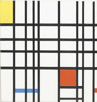 Piet Mondrian Composición con rojo, amarillo y azul reproduccione de cuadro