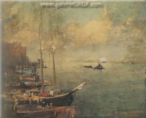 Robert Henri Dock del río Hudson reproduccione de cuadro