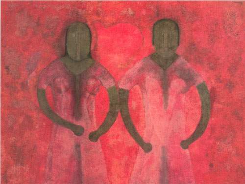 Rufino Tamayo Dos mujeres en Rojos reproduccione de cuadro