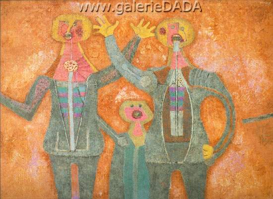 Rufino Tamayo Tres personajes cantando reproduccione de cuadro