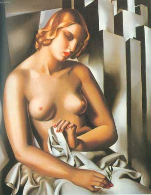 Tamara de Lempicka Desnudo con edificios reproduccione de cuadro