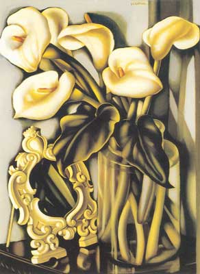 Tamara de Lempicka Todavía vive con Arums y Mirror reproduccione de cuadro