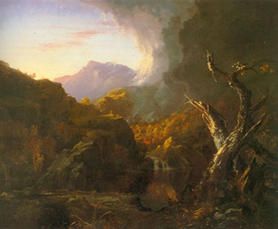 Thomas Cole Paisaje con troncos de árboles reproduccione de cuadro