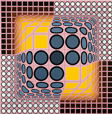 Victor Vasarely Composición rosada reproduccione de cuadro