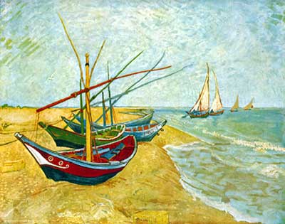 Vincent Van Gogh Barcos de pesca en la playa de Saintes - Mares reproduccione de cuadro