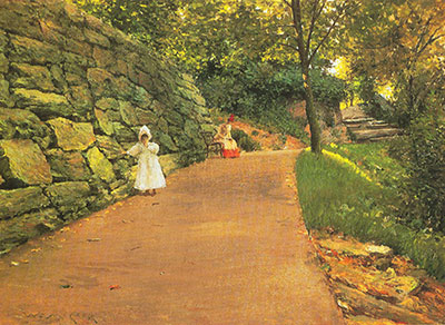 William Merritt Chase En el parque. A by - Sendero reproduccione de cuadro