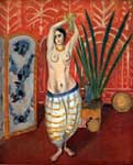 Henri Matisse Odalisque con una Planta Verde y una pantalla reproduccione de cuadro