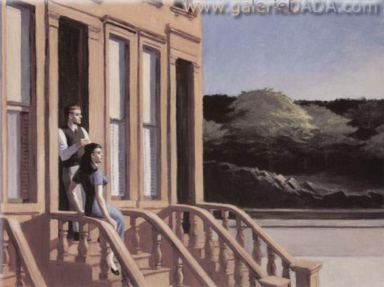 Edward Hopper La lumière du soleil sur Brownstones reproduction-de-tableau