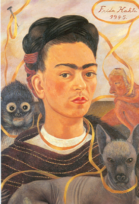 Frida Kahlo Autoportrait avec les petits singes reproduction-de-tableau