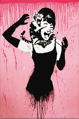  Banksy, Audrey Hepburn Cat Attack Fine Art Reproduction Oil Painting