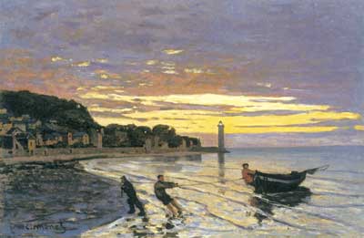 Claude Monet, Towing a Boat, Honfleur Fine Art Reproduction Oil Painting