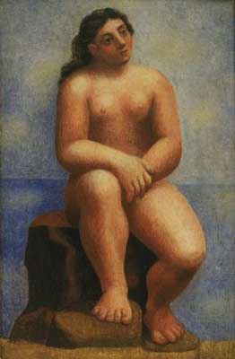 Pablo Picasso, Nude Seated on a Rock Fine Art Reproduction Oil Painting