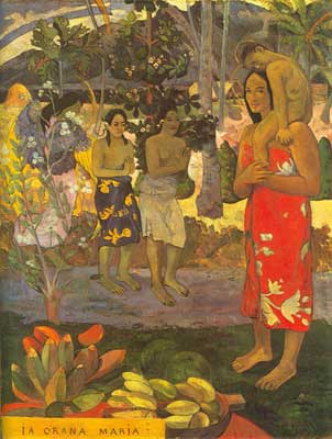 Paul Gauguin, We Greet Thee Mary (La Orana Maria) Fine Art Reproduction Oil Painting