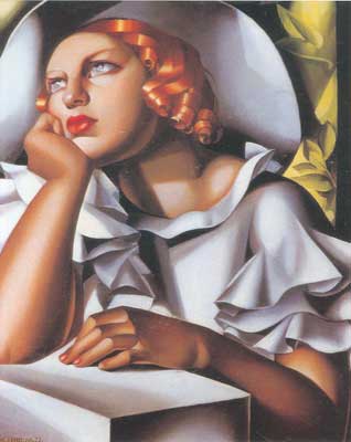 Tamara de Lempicka, Wide Brimmed Hat Fine Art Reproduction Oil Painting