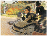 Claude Monet, Madame Monet on a Garden Bench Fine Art Reproduction Oil Painting