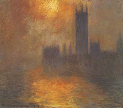 riproduzione-quadri-di Claude Monet Le Camere del Parlamento, Sunset