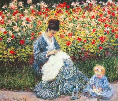 riproduzione-quadri-di Claude Monet Madame Monet e Bambino