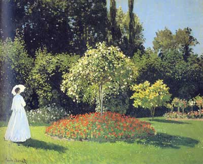 riproduzione-quadri-di Claude Monet Signora nel giardino Sainte - Adresse