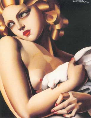 riproduzione-quadri-di Tamara de Lempicka Donna con Dove