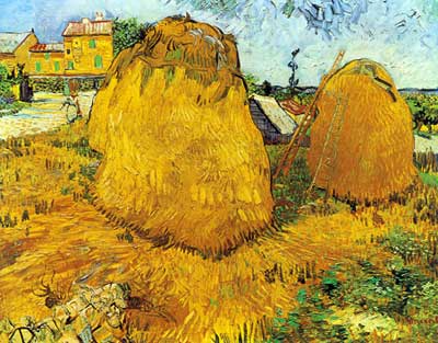 riproduzione-quadri-di Vincent Van Gogh Haystacks in Provenza (spessa vernice Impasto)