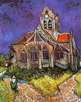 riproduzione-quadri-di Vincent Van Gogh La Chiesa di Auvers (spessa vernice Impasto)